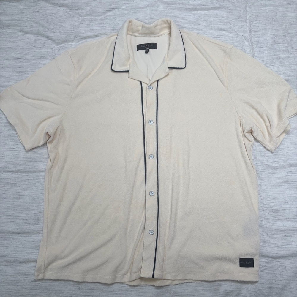 rag & bone Cream Terry Cloth Camp Shirt size XXL